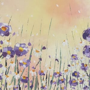 Lilac pansies and daisies Print